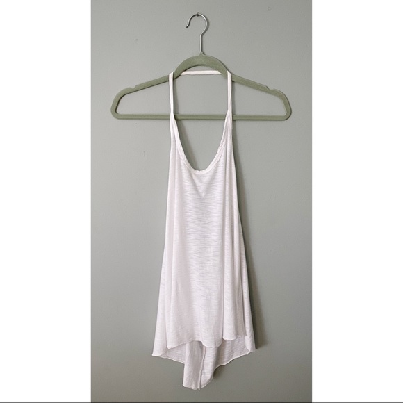 Tops - MICHELLE USA White Loose Halter Top with Open Back